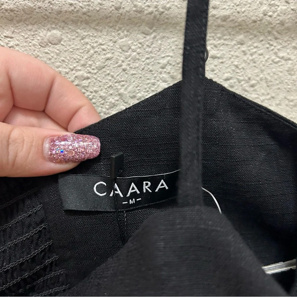 CAARA Black Cropped Smocked Back Tank Top NWT M - Picture 5 of 9